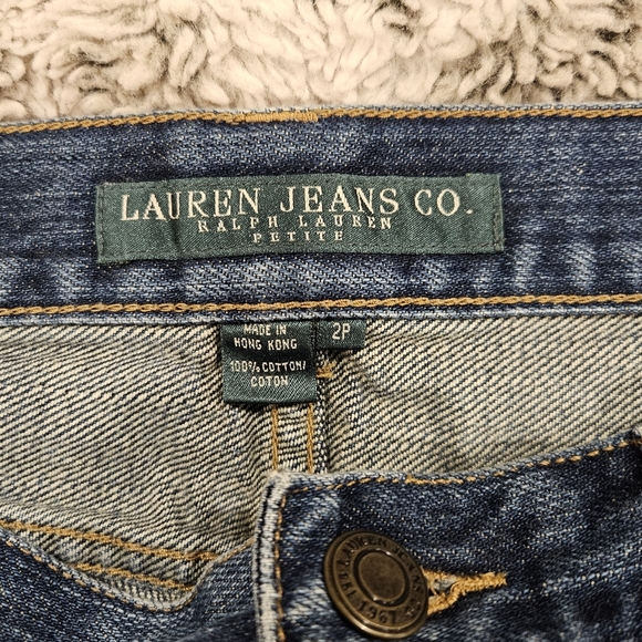 Lauren Jean Co. SZ 2P 100% Cotton Bootcut Blue Jeans White Floral Design - Picture 3 of 10